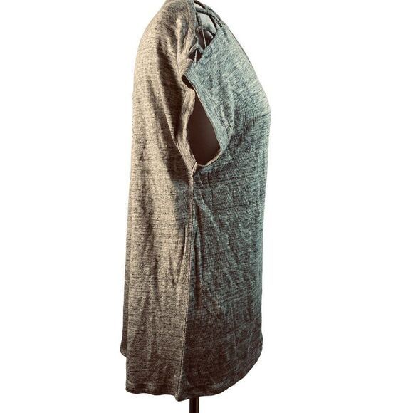 Chaser Laced Shoulders Slubbed Pull-Over Tee Top Sz M Breast Pocket Gray NEW - Picture 3 of 5